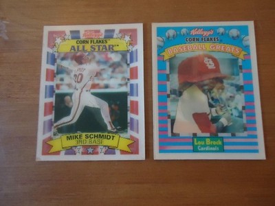 Lou Brock 1991 + Mike Schmidt 1992 Kelloggs Corn Flakes Sportflics