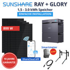 800W Sunshare BKW Set RAY+GLORY mit 1,5 bis 3,0 kWh Speicher · Hybrid Notstrom
