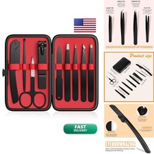 Yougai Tweezers Set 9 Pcs Stainless Steel Eyebrow Tweezers with Leather Travel