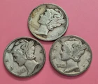 Lot of 3 1931 PDS Mercury Silver Dime  Better Date VF-VF+ 260624