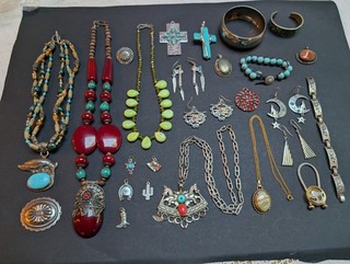 🔥 HUGE SOUTHWESTERN BOHO JEWELRY LOT TURQUOISE STERLING SILVER NATIVE AMERICAN