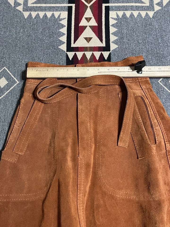 Подлинная замшевая трапециевидная юбка St. Victor New York ржаво-коричневая с высокой талией 24 дюйма T43 - Изображение 2 из 4