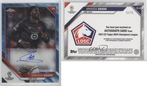 2021 Topps Chrome UCL Blue Wave Refractor /75 Amadou Onana #CA-AO Rookie Auto RC