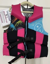 NWT Hyperlite Youth girls pink black USCG Approved Life Vest Jacket 55 to 88 lbs