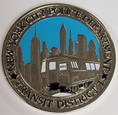 NYPD TRANSIT DISTRICT 1 EOW S. CALABRESE J. KEEGAN M. MELCHIONA CHALLENGE COIN