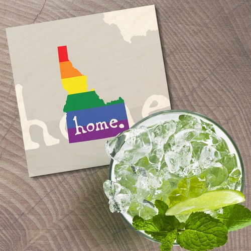 Idaho USA State Map Pride Home Regenbogen LGBT-Flagge 4" x 4" quadratische Holzuntersetzer - Bild 2 von 3