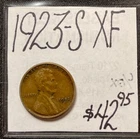 1923-S LINCOLN WHEAT CENT PENNY (XF) EXTRA FINE CONDITION. ENN COINS