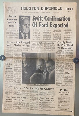 HOUSTON CHRONICLE-10/13/73-SWIFT CONFIRMATION OF FORD EXPECTED (WITH NIXON)