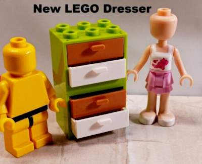 New LEGO Dresser Tall Drawer Lime Brown White Bedroom Kids