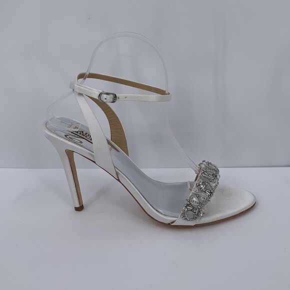 Badgley Mischka Taryn satin ankle strap sandal shoe bead crystal