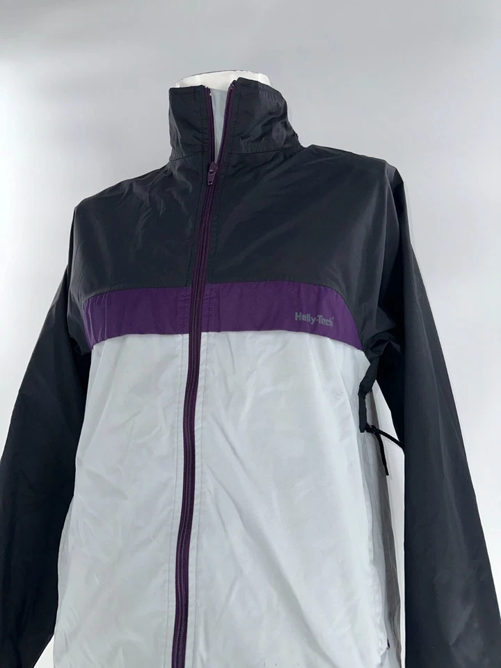 Chaqueta con Capucha Helly-Hansen Cremallera Completa Hombres XS Negra Púrpura 100% Nylon YGI J4-63 Foto 3 de 4