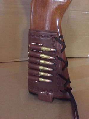 Leather Bullet Ammo Cartridge Rifle Stock Buttstock Cover Fits 45 70 Govt USA Md