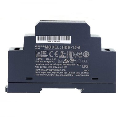 1PCS NEW FOR MEAN WELL HDR-15-5 5V 2.4A Power Supply