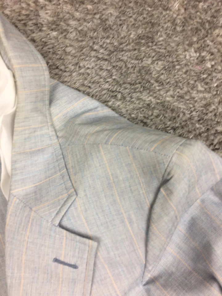 Haspel Suit Jacket Blazer Mens Size 40R Blue Striped Double Pocket Vintage - Image 3 of 4