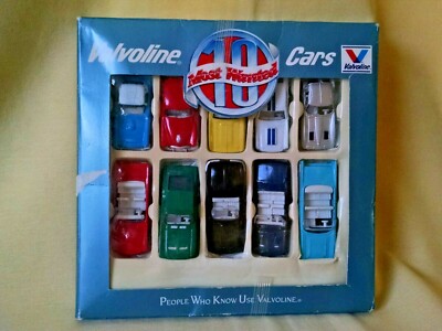 VALVOLINE ASHLAND OIL CO 10 MOST WANTED DIE CAST CAR SET 1:64 FORD CHEVY OLDS.