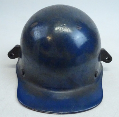 MSA Fiberglass Helmet + Liner Iron Mining Pat 1953 Blue & Brown