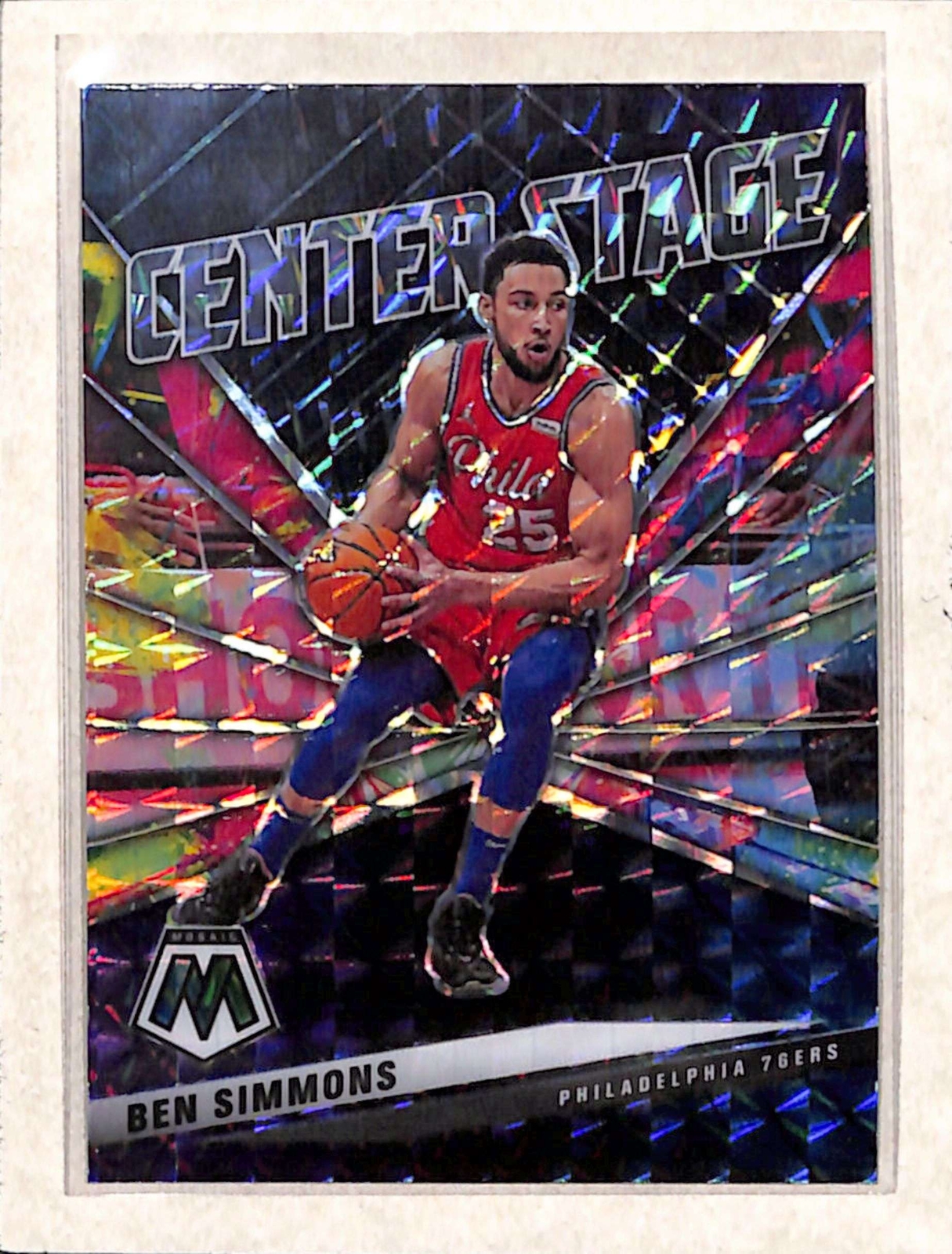 2020-21 Panini Mosaic #30 Ben Simmons Center Stage Prizm NM