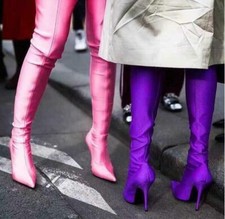 Womens Over The Knee Boots Thigh High Stiletto Heels Nightclub Stretchy Shoes