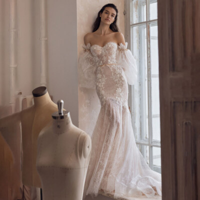 2024 Lace Mermaid Wedding Dresses Luxury Appliques Train Off-Shoulder