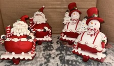 #2D Lot Of 4 Santa Claus Stocking Hanger Holder