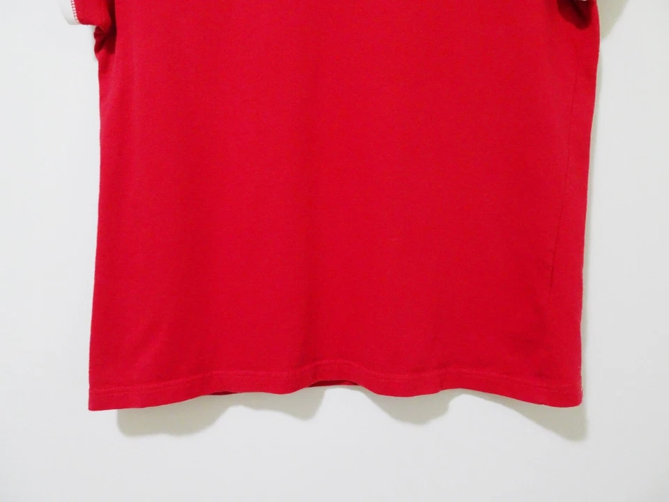 Camiseta L Vintage Años 90 Y2K Tommy Hilfiger Bandera Roja Blanca Timbre Para Mujer Cuello en V L Foto 3 de 4