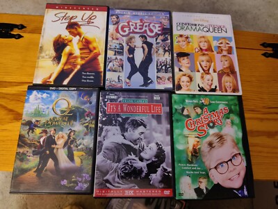 Lot of 6 DVDs Step Up, Grease (NEW) Oz Great and Powerful, It's a Wonderful Life