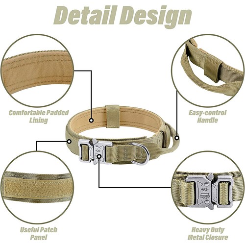 Heavy Duty Tactical Military Dog Training Collar Adjustable Metal Buckle M L XL - Picture 6 of 23