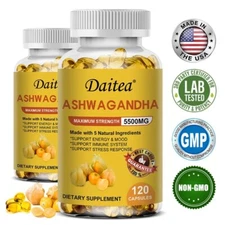 ASHWAGANDHA Extract 5500 MG -30 To 120 Cap, Vegan, Antioxidant, Sleep Energy