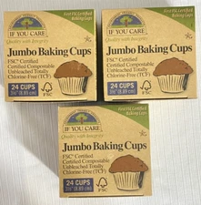If You Care Jumbo Baking Cups Compostable Unbleached TFC 3 Boxes NEW