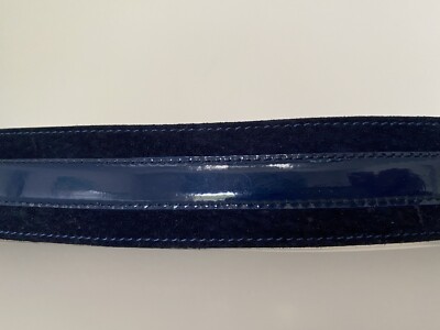 Ceinture Vintage Guy Laroche Paris - Cuir Bleu Marine Verni, Taille 75/80 Cm, Années 80
