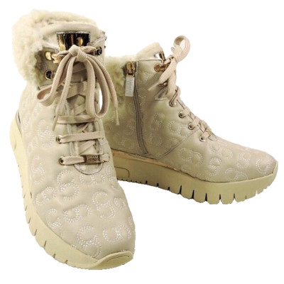 CASADEI   WOMEN'S BEIGE SOFT LEATHER MERINO FUR INSIDE WINTER BOOTIE