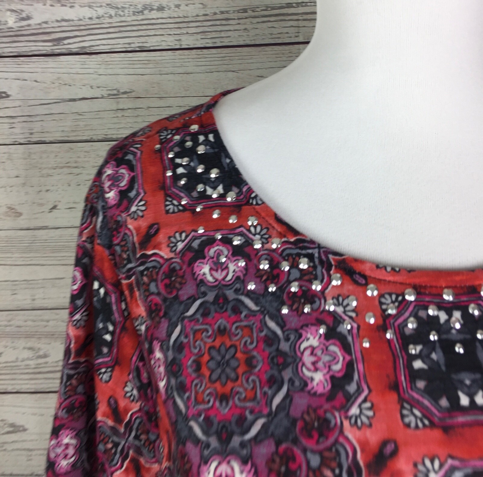 Ruby Rd Multicolor Beaded 3/4 Sleeve Asymmetrical… - image 3