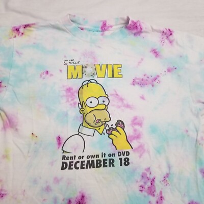 The Simpsons Movie T Shirt Mens Medium DVD Promo Homer Donut 