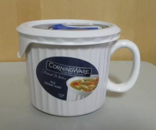 Corning Ware 20 oz Mug with Vented Plastic Cover - Select Color (NEW)