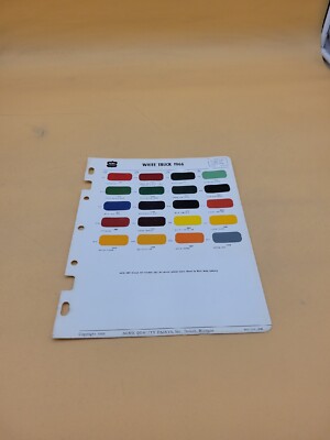 1966 ACME AUTOMOTIVE FINISHES WHITE TRUCK PAINT CHIP COLOR SWATCH SHEET 