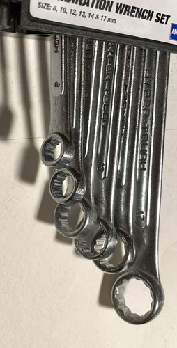 Hyper Tough 6-Piece Combination Wrench Set Sizes 8, 10, 12, 13, 14 & 17mm Metric - Picture 3 of 4