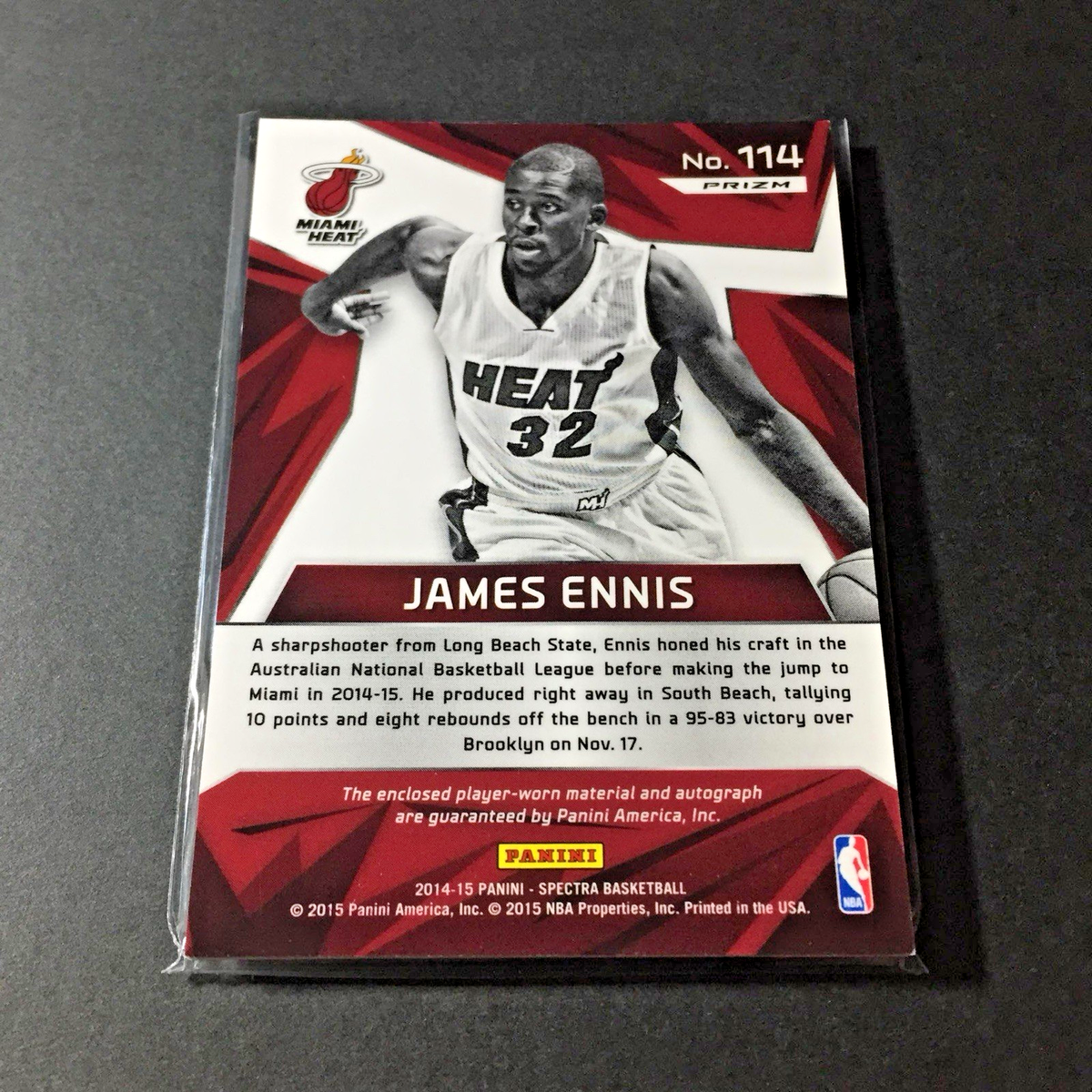 2014-15 Panini Spectra — James Ennis —RPA Rookie Patch Auto RC