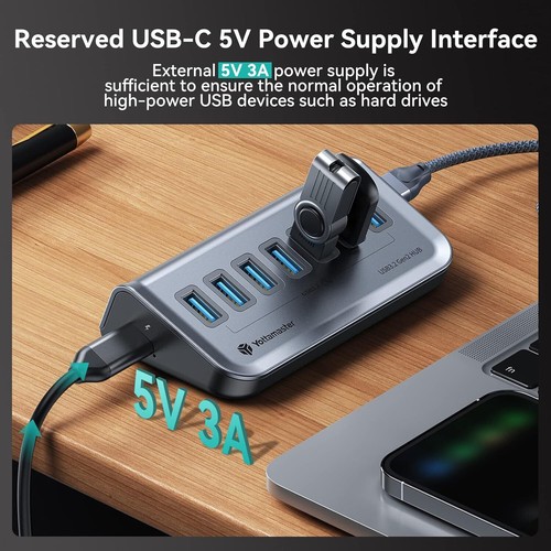 Yottamaster 7 Ports Type C Hub USB3.2 Data Splitter Cable For PC Laptop 10Gbps - Afbeelding 4 van 9