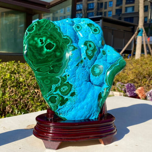 7.56LB Natural Chrysocolla/Malachite transparent cluster rough mineral sample - Picture 2 of 11