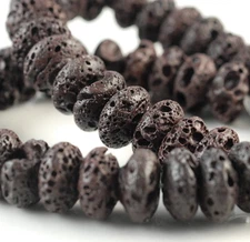 16X8MM BROWN VOLCANIC BASALTIC LAVA GEMSTONE RONDELLE 16X8MM LOOSE BEADS 16inch