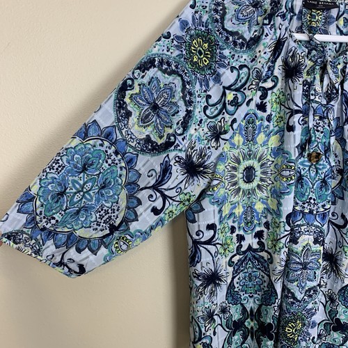 Lane Bryant Womens Blouse 18 20 Peasant Top 3/4 Sleeve Lightweight Shirt Blue - Picture 7 of 16