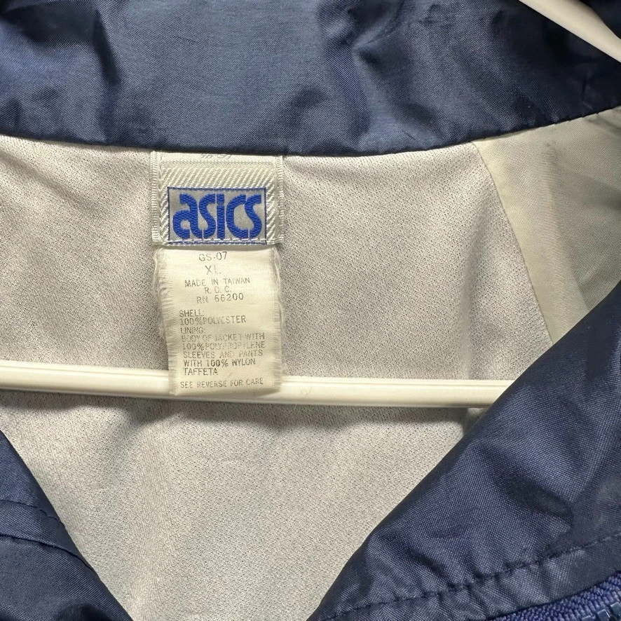 Chaqueta deportiva vintage Asics para hombre XL azul amarillo cremallera completa poliéster ventilado correr Foto 3 de 4