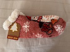 Women Penguin Christmas Slipper Socks Sherpa Fleece Lined Anti-Skid