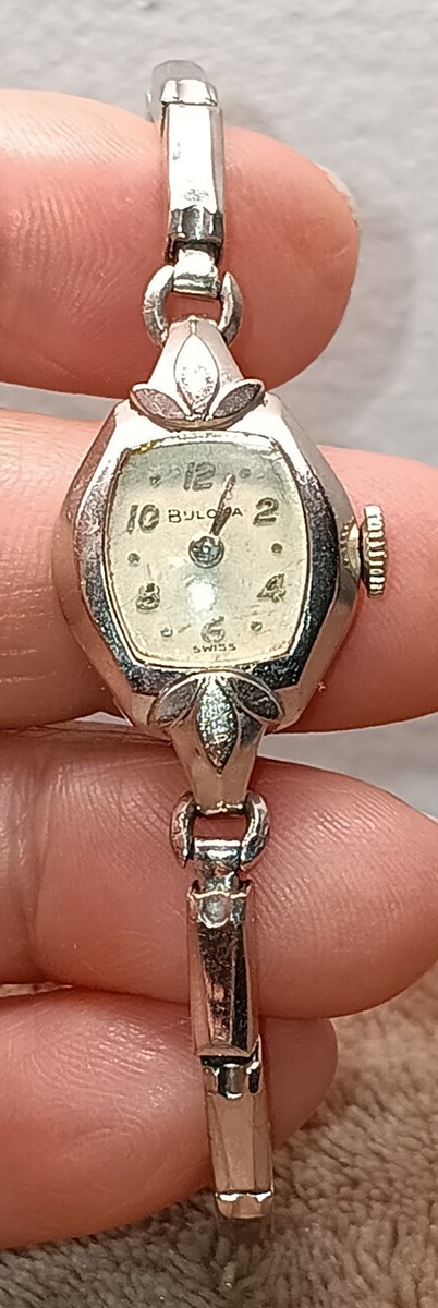 Vintage Bulova Gold Tone Hexagonal Manual Wind Mesh Bracelet Women\'s Watch Vintage Bulova L5 Watch Women Gold Tone 17 Jewels Stretch  main image 2