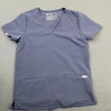 FIGS Scrub Top Womens XS Slate Blue Casma V Neck Technical Collection