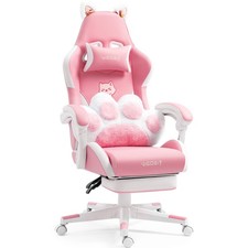 Cat Ears Pink Gaming Chair - Pink PU Leather ...