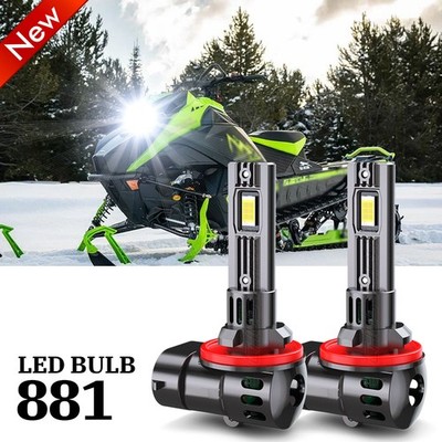 2X 881 Bright LED Headlight Fit Arctic Cat F1000 2007-2009 Snowmobile Bulbs