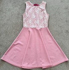 Pink White Lace Dress Summer Skater Boohoo Size 10 Girl Princess Prom Cute
