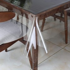 Clear Vinyl Tablecloth Protector Waterproof/Oil-Proof Plastic Rectangle Trans...