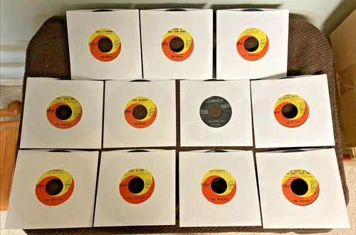 Beatles Large Lot Of Vintage 45 RPM Records